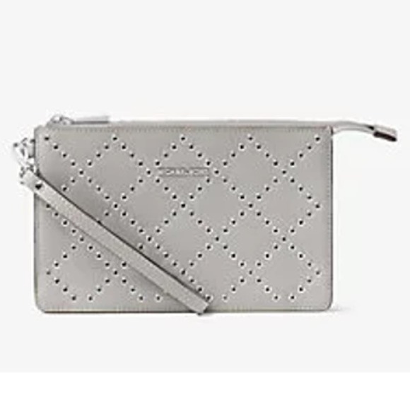 MICHAEL Michael Kors Handbags - MICHAEL Michael Kors Leather Gusset Wristlet Wallet Pearl Gray - 32F7SFDU8U